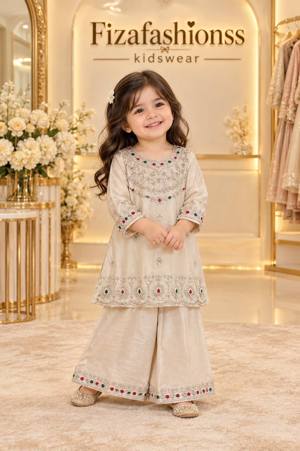 272 kids kundan work dress
