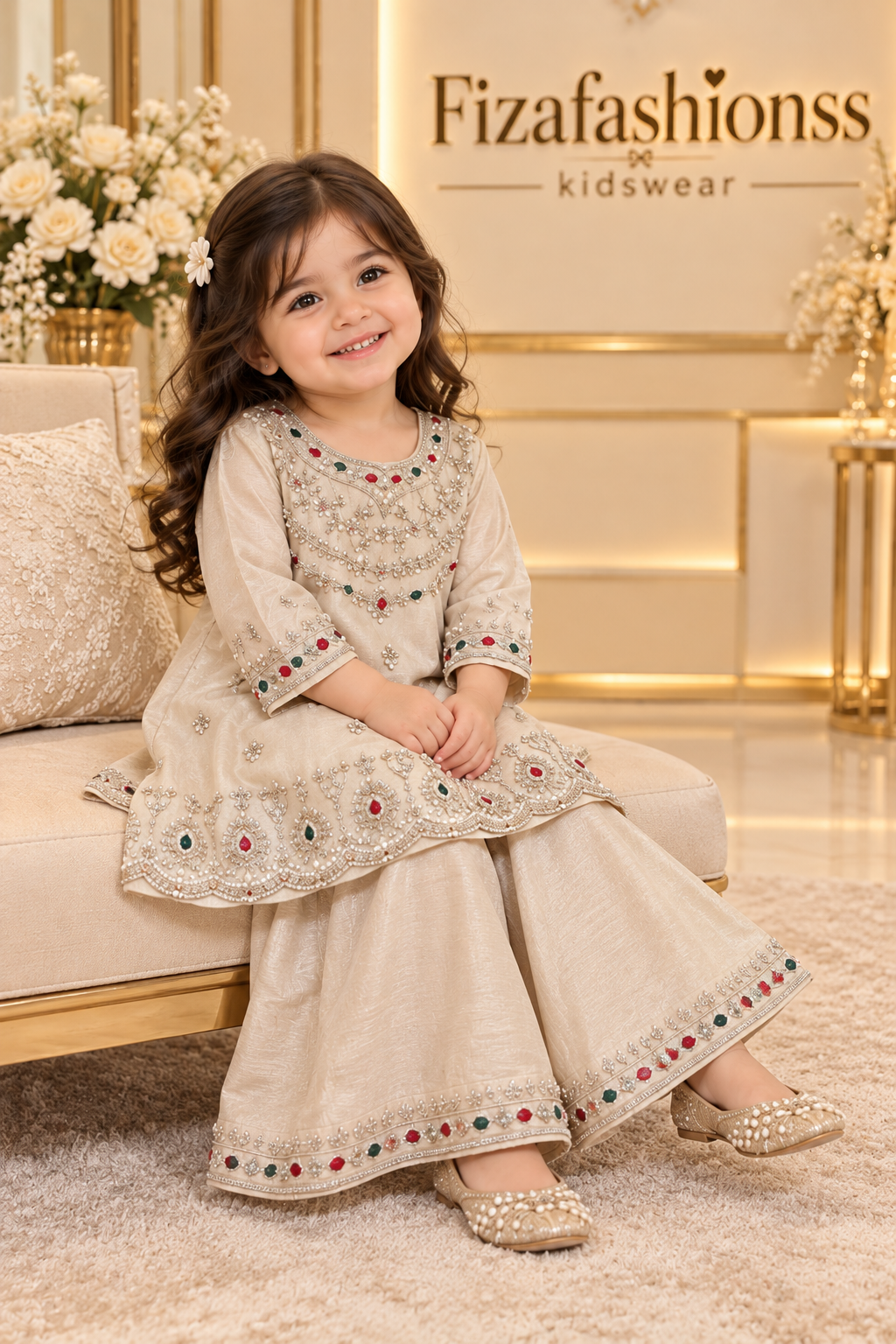 272 kids kundan work dress