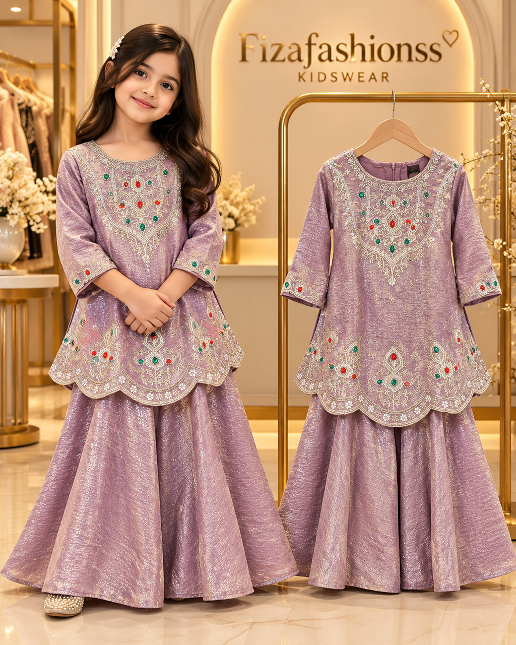 266 kids kundan work